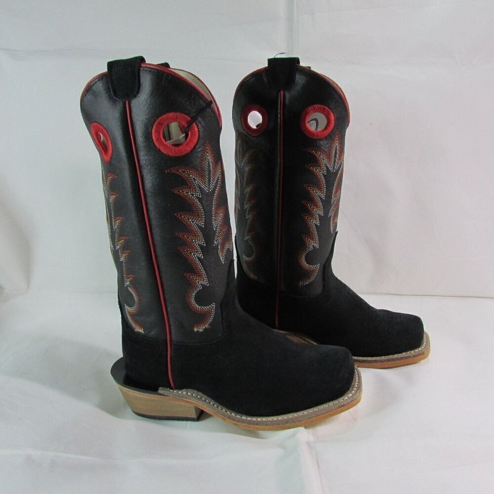Old West Square Toe Suede Western Boots Black 8203